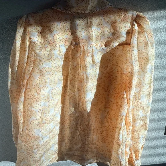 ME+EM
Women's Natural Silk-linen Lace Print Balloon Sleeve Blouse - US Size 8 - Picture 4 of 5